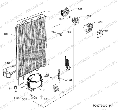 Взрыв-схема холодильника John Lewis JLWFF1103R - Схема узла Cooling system 017